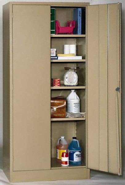 Edsal - 4 Shelf Combination Storage Cabinet - Steel, 36" Wide x 24" Deep x 72" High, Tan - Benchmark Tooling