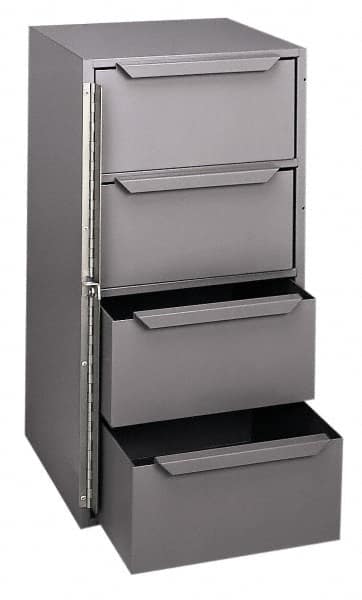 Durham - 4 Drawer, 8 Compartment, Small Parts Lockable Storage Cabinet - 12-1/8" Deep x 12-5/8" Wide x 24-1/2" High - Benchmark Tooling