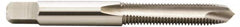 Hertel - M7x1.00 Metric Coarse, 2 Flute, Bright Finish, High Speed Steel Spiral Point Tap - Plug Chamfer, Right Hand Thread, 2-23/32" OAL, 1-1/8" Thread Length, 0.318" Shank Diam - Exact Industrial Supply