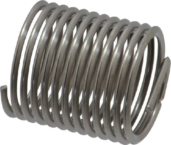 Heli-Coil - 1/2-20 UNF, 3/4" OAL, Free Running Helical Insert - 12-3/8 Free Coils, Tanged, Stainless Steel, Bright Finish, 1-1/2D Insert Length - Benchmark Tooling