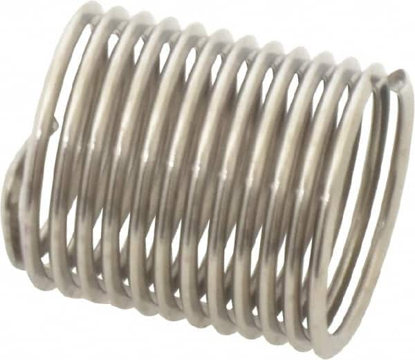 Heli-Coil - 9/16-18 UNF, 0.844" OAL, Free Running Helical Insert - 12-1/2 Free Coils, Tanged, Stainless Steel, Bright Finish, 1-1/2D Insert Length - Exact Industrial Supply