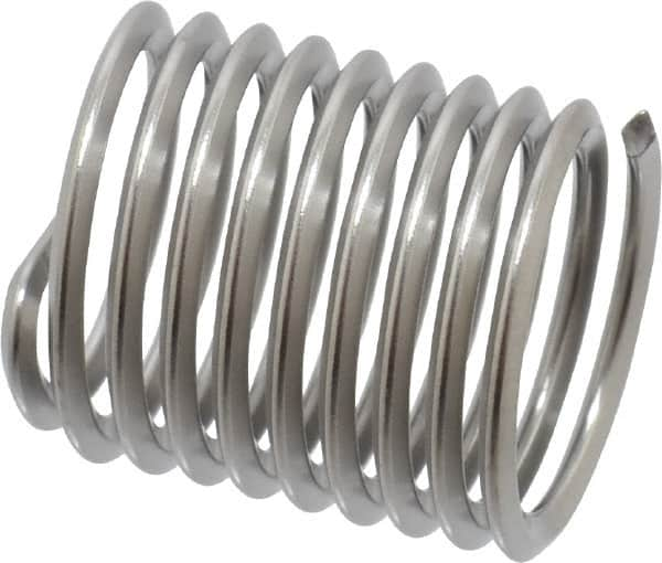 Heli-Coil - M10x1.25 Metric Fine, 15mm OAL, Free Running Helical Insert - 9-1/2 Free Coils, Tanged, Stainless Steel, Bright Finish, 1-1/2D Insert Length - Benchmark Tooling