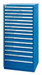 LISTA - 15 Drawer, Tool Crib Storage Cabinet - Steel, 28-1/4" Wide x 28-1/2" Deep x 59-1/2" High, Blue - Benchmark Tooling