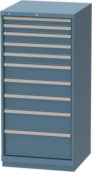 LISTA - 10 Drawer, Tool Crib Storage Cabinet - Steel, 28-1/4" Wide x 28-1/2" Deep x 59-1/2" High, Blue - Benchmark Tooling