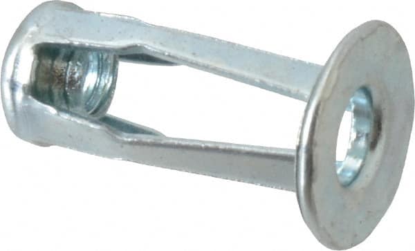 RivetKing - #10-24 UNC Thread, Clear Zinc Plated, Steel, Screwdriver Installed Rivet Nut - 0.12 to 0.16" Grip, 17/32" Flange Diam, 7/8" Long - Benchmark Tooling