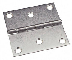 Made in USA - 3" Long x 3" Wide x 0.093" Thick, 302/304 Stainless Steel Commercial Hinge - 6 Holes, 0.25" Pin Diam - Benchmark Tooling