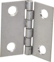 Made in USA - 1-1/2" Long x 1-1/2" Wide x 0.035" Thick, 302/304 Stainless Steel Commercial Hinge - 4 Holes, 0.086" Pin Diam - Benchmark Tooling