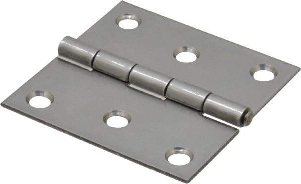 Made in USA - 2-1/2" Long x 2-1/2" Wide x 0.062" Thick, 302/304 Stainless Steel Commercial Hinge - 6 Holes, 0.12" Pin Diam - Benchmark Tooling