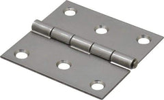 Made in USA - 2-1/2" Long x 2-1/2" Wide x 0.062" Thick, 302/304 Stainless Steel Commercial Hinge - 6 Holes, 0.12" Pin Diam - Benchmark Tooling