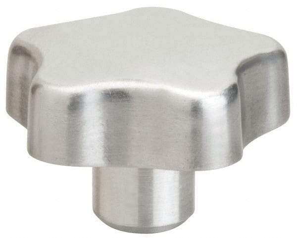 J.W. Winco - 50mm Head Diam, 5 Point Lobed Knob - M10x1.5 Hole, Aluminum - Benchmark Tooling