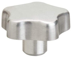 J.W. Winco - 60mm Head Diam, 5 Point Lobed Knob - M12x1.75 Hole, Aluminum - Benchmark Tooling