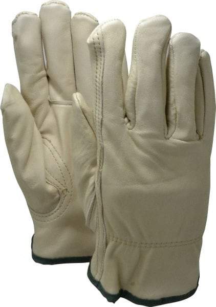 PRO-SAFE - Size M (8) Grain Cowhide Cold Protection Work Gloves - For Work & Driver, Uncoated, Slip-On Cuff, Full Fingered, Natural, Paired - Benchmark Tooling