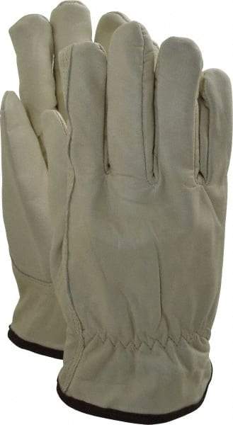 PRO-SAFE - Size L (9) Grain Cowhide Cold Protection Work Gloves - For Work & Driver, Uncoated, Slip-On Cuff, Full Fingered, Natural, Paired - Benchmark Tooling