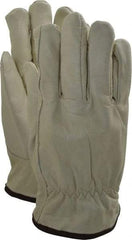 PRO-SAFE - Size L (9) Grain Cowhide Cold Protection Work Gloves - For Work & Driver, Uncoated, Slip-On Cuff, Full Fingered, Natural, Paired - Benchmark Tooling