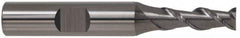 SGS - 5/8", 2-1/2" LOC, 5/8" Shank Diam, 4-5/8" OAL, 2 Flute, Solid Carbide Square End Mill - Single End, Uncoated, Spiral Flute, 45° Helix, Centercutting, Right Hand Cut, Right Hand Flute, Series 44 - Benchmark Tooling