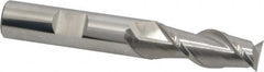 SGS - 1/2", 1-1/4" LOC, 1/2" Shank Diam, 3-1/4" OAL, 2 Flute, Solid Carbide Square End Mill - Single End, Uncoated, Spiral Flute, 45° Helix, Centercutting, Right Hand Cut, Right Hand Flute, Series 44 - Benchmark Tooling