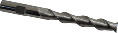 SGS - 1/2", 3" LOC, 1/2" Shank Diam, 5" OAL, 2 Flute, Solid Carbide Square End Mill - Single End, Uncoated, Spiral Flute, 45° Helix, Centercutting, Right Hand Cut, Right Hand Flute, Series 44 - Benchmark Tooling