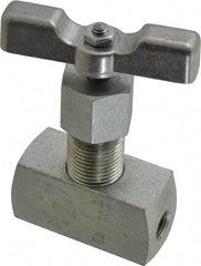 Made in USA - 1/8" Pipe, Inline Hard Seat Needle Valve - FNPT x FNPT Ends, Alloy Valve, 10,000 Max psi - Benchmark Tooling