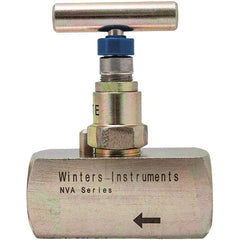 Value Collection - 1/4" Pipe, Inline Hard Seat Needle Valve - FNPT x FNPT Ends, Alloy Valve, 10,000 Max psi - Benchmark Tooling