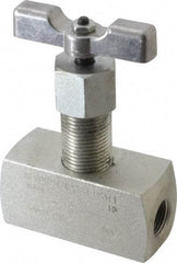 Made in USA - 3/8" Pipe, Inline Hard Seat Needle Valve - FNPT x FNPT Ends, Alloy Valve, 10,000 Max psi - Benchmark Tooling