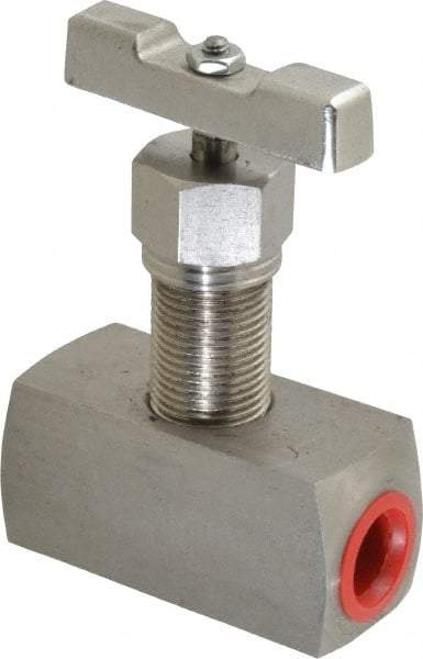 Value Collection - 1/2" Pipe, Inline Hard Seat Needle Valve - FNPT x FNPT Ends, Grade 316 Stainless Steel Valve, 10,000 Max psi - Benchmark Tooling