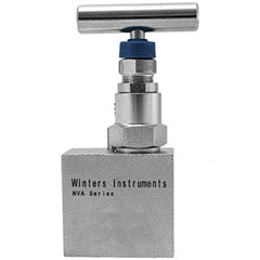 Value Collection - 1/4" Pipe, Angled Hard Seat Needle Valve - FNPT x FNPT Ends, Grade 316 Stainless Steel Valve, 10,000 Max psi - Benchmark Tooling