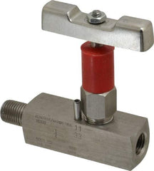 Value Collection - 1/4" Pipe, Inline Soft Seat Needle Valve - MNPT x FNPT Ends, Grade 316 Stainless Steel Valve, 6,000 Max psi - Benchmark Tooling