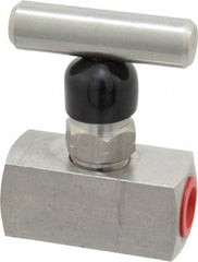 Made in USA - 1/4" Pipe, Inline Miniature Needle Valve - FNPT x FNPT Ends, Grade 316 Stainless Steel Valve, 6,000 Max psi - Benchmark Tooling