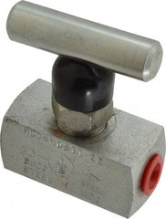 Made in USA - 1/8" Pipe, Inline Miniature Needle Valve - FNPT x FNPT Ends, Alloy Valve, 6,000 Max psi - Benchmark Tooling