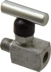 Made in USA - 1/4" Pipe, Inline Miniature Needle Valve - MNPT x FNPT Ends, Alloy Valve, 6,000 Max psi - Benchmark Tooling