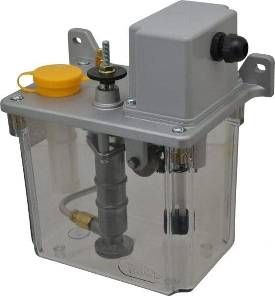 Trico - 2 L Reservoir Capacity, 3 - 6 cm Output per Cycle, 6-12 cm Output per Hour, Electric Central Lubrication System - 30 Min Interval Between Cycles, 130mm Wide x 225mm High, 110 Volts, Oil, 5/16-24 Outlet Thread - Benchmark Tooling