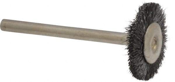 Osborn - 3/4" OD, 1/8" Shank Diam, Crimped Steel Wheel Brush - 0.003" Filament Diam, 25,000 RPM - Benchmark Tooling