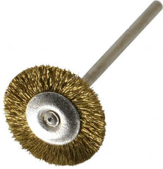 Osborn - 3/4" OD, 3/32" Shank Diam, Crimped Brass Wheel Brush - 0.005" Filament Diam, 25,000 RPM - Benchmark Tooling