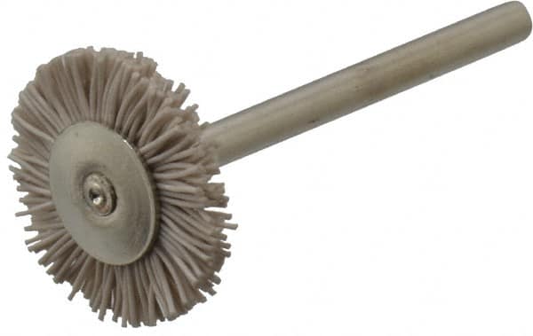 Osborn - 3/4" OD, 1/8" Shank Diam, Nylon Wheel Brush - 3/32" Face Width, 6,000 RPM - Benchmark Tooling