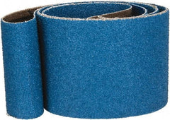 Made in USA - 2" Wide x 48" OAL, 60 Grit, Zirconia Alumina Abrasive Belt - Zirconia Alumina, Medium, Coated, X Weighted Cloth Backing - Benchmark Tooling