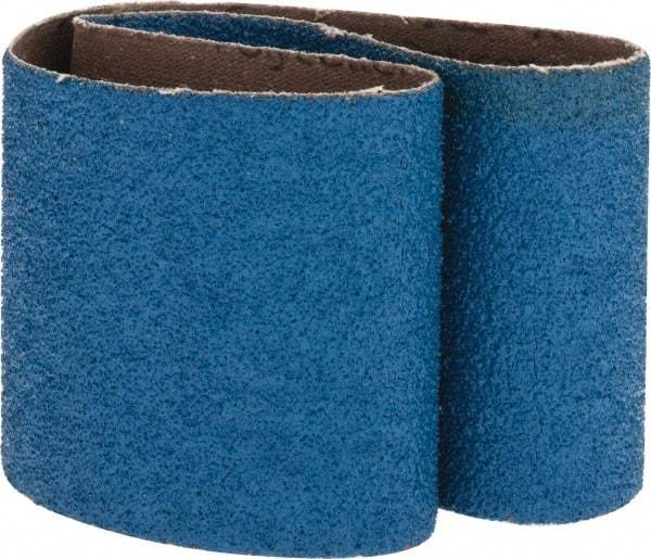 Made in USA - 3" Wide x 21" OAL, 36 Grit, Zirconia Alumina Abrasive Belt - Zirconia Alumina, Very Coarse, Coated, X Weighted Cloth Backing - Benchmark Tooling