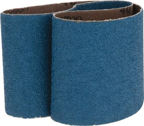 Made in USA - 3" Wide x 21" OAL, 40 Grit, Zirconia Alumina Abrasive Belt - Zirconia Alumina, Coarse, Coated, X Weighted Cloth Backing - Benchmark Tooling