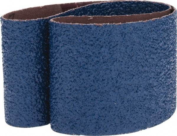 Made in USA - 3" Wide x 24" OAL, 24 Grit, Zirconia Alumina Abrasive Belt - Zirconia Alumina, Very Coarse, Coated, X Weighted Cloth Backing - Benchmark Tooling