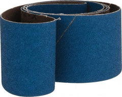 Made in USA - 2-1/2" Wide x 60" OAL, 60 Grit, Zirconia Alumina Abrasive Belt - Zirconia Alumina, Medium, Coated, X Weighted Cloth Backing - Benchmark Tooling