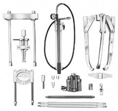 OTC - 18 Piece, 20" Spread, Hydraulic Puller Set - 3 Jaws, 41" OAL, 18-1/2" Reach - Benchmark Tooling