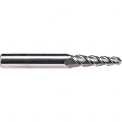 Emuge - 4° Taper Angle per Side, 3.26mm Small End Diam, 20mm LOC, Solid Carbide 3 Flute Tapered Ball End Mill - 62mm OAL, 6mm Shank Diam, Spiral Flute, 45° Helix - Benchmark Tooling