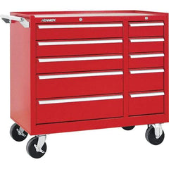 Kennedy - 10 Drawer 2,800 Lb Capacity Steel Tool Roller Cabinet - 39-3/8" Wide x 34" High x 18" Deep, Red - Benchmark Tooling