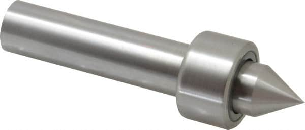 Riten - Straight Shank, 1-1/4" Head Diam 1,500 Lb Capacity Live Center - 1,000 Max RPM, 3/4" Long Case, 1/2" Point Diam, 9/16" Point Len, 440 Lb Max Workpiece, Standard Point - Benchmark Tooling