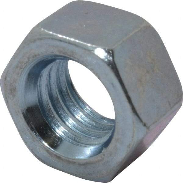 Value Collection - 3/8-16 UNC Steel Right Hand Hex Nut - 9/16" Across Flats, 21/64" High, Zinc Clear Finish - Benchmark Tooling