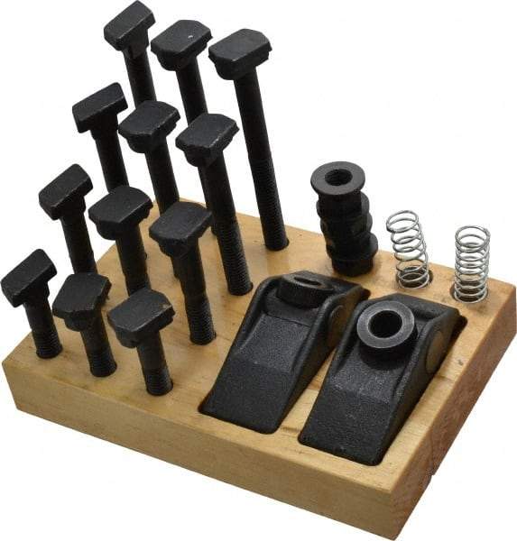 Value Collection - 21 Piece Adjustable Fixturing Clamp Set with 5/8" T-Slot, 1/2-13 Stud Thread - Benchmark Tooling