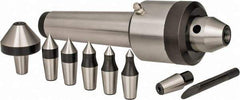 Interstate - 7 Point, 200 Lb Max Workpiece, 7-3/4" OAL, 1-29/32" Head Diam, Tool Steel, Live Center & Point Set - 4MT Taper, Interchangeable - Benchmark Tooling