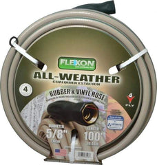 Made in USA - 100' Long All Weather Hose - 5/8" Diam, 3/4" GHT, Rubber/Vinyl, 300 psi, All Season, Green - Benchmark Tooling