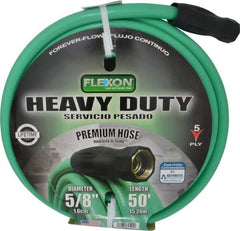 Made in USA - 50' Long Forever Hose - 5/8" Diam, 3/4" GHT, Rubber/Vinyl, 340 psi, All Season, Green - Benchmark Tooling