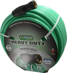 Made in USA - 75' Long Forever Hose - 5/8" Diam, 3/4" GHT, Rubber/Vinyl, 340 psi, All Season, Green - Benchmark Tooling