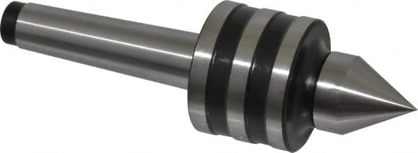 Interstate - MT2 Taper Shank, 1-39/64" Head Diam 756 Lb Capacity Live Center - 1-1/4" Head Length, 15/16" Point Diam, 1-11/32" Point Len, 260 Lb Max Workpc, 5-21/64" OAL, Standard Point - Benchmark Tooling